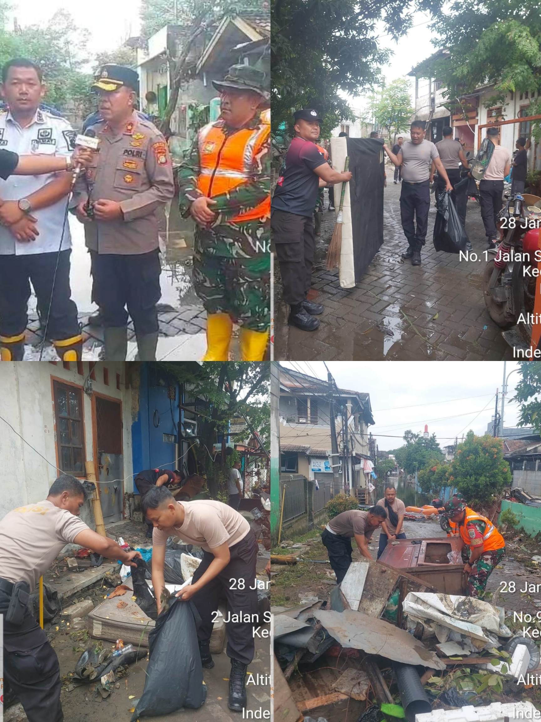 Polsek Jatiuwung Bersama TNI, Pemerintahan dan Warga Gelar Kerja Bakti Cegah Banjir di Periuk Damai